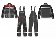 Костюм ProfLineBase-2 (тк.Твил,210) п/к, т.серый/черный/красный