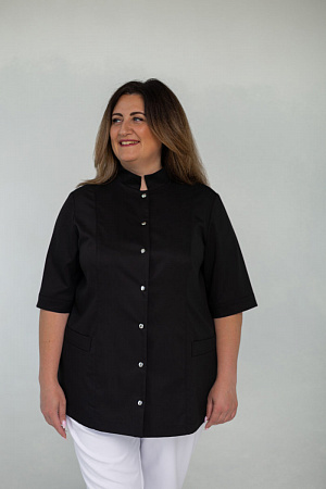 Блуза на кнопках PLUS SIZE, черная