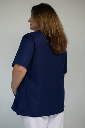 Блуза на молнии PLUS SIZE, синяя