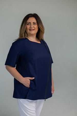 Блуза на молнии PLUS SIZE, синяя