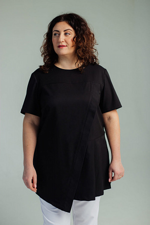 Блуза со складками PLUS SIZE, черная