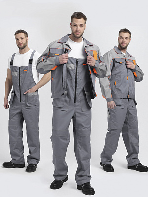 Костюм Драга®-2 (тк.Смесовая МВО,240) п/к, серый/св.серый/оранжевый