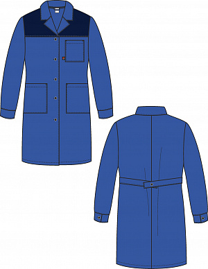 Халат женский Лигор (тк.Смесовая,210), васильковый/т.синий Факел Спецодежда в Новом Уренгое