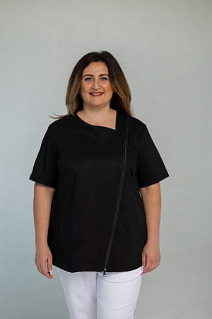 Блуза на молнии PLUS SIZE, черная
