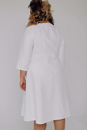 Халат двубортный на пуговицах Вероника PLUS SIZE, белый  в Новом Уренгое 4